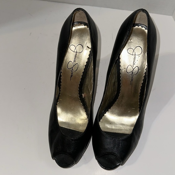 Jessica Simpson Black Pumps Platform Open Toe Shoes Size 9 - Picture 9 of 14